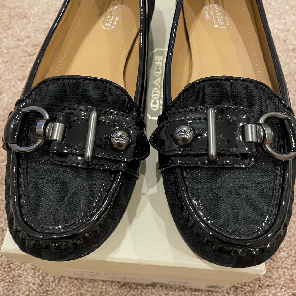 Coach Elkie Black Driving Moccasins Loafer Size 6.5 - Picture 5 of 8